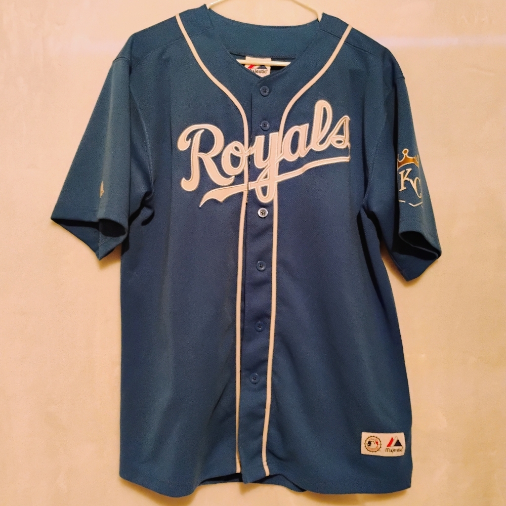 Kansas City Royals Baseball Majestic Blue Jersey Mens Medium ? MLB Sports READ D